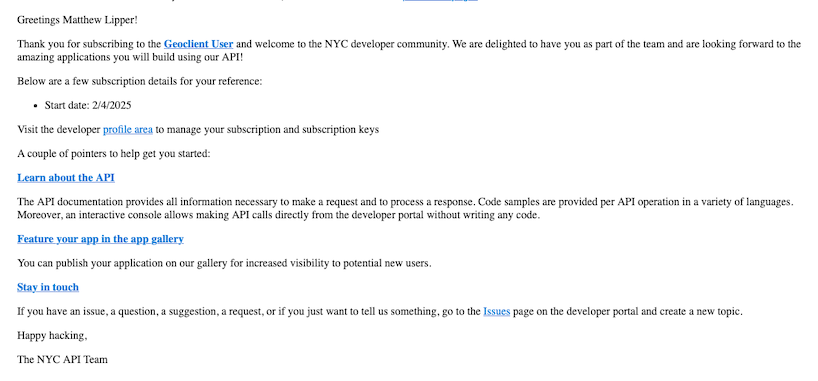 Subscription email